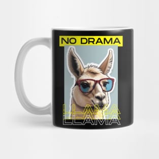 No Drama Llama Funky Alpaca Sunglasses Yellow Black Mug